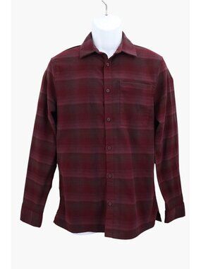 Lululemon Masons Peak Flannel Mens Size Medium Red Plaid Shirt Button Down